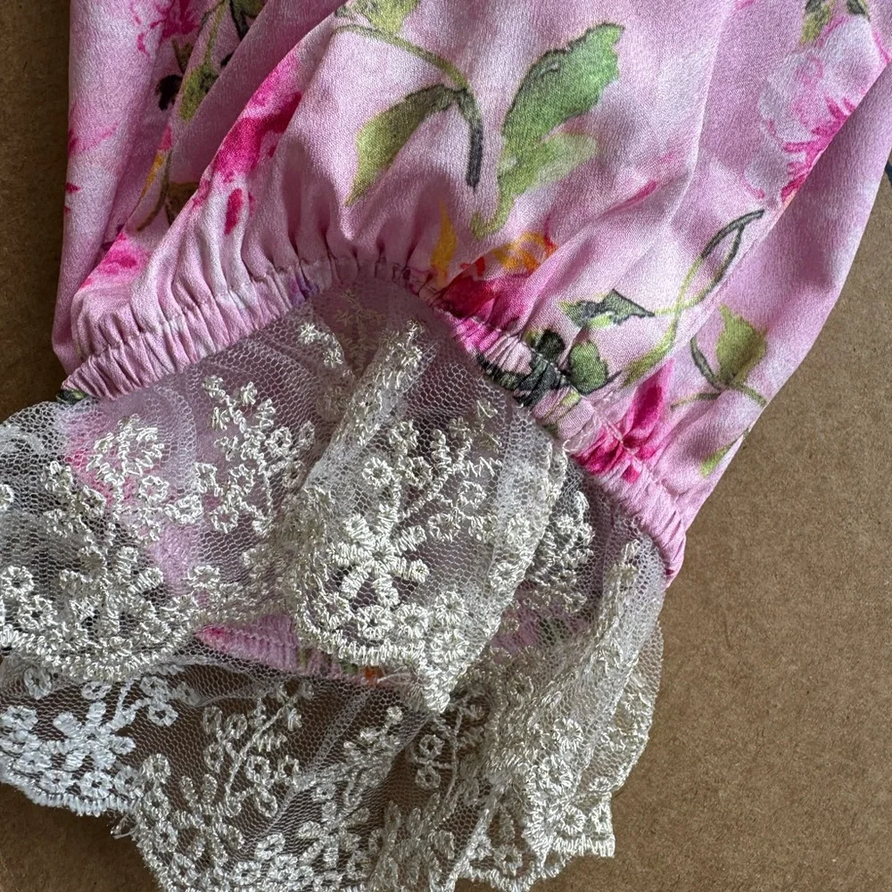 Lait Collection Divia Floral Georgette Midi Dress in Carnation Pink - Picture 5 of 11